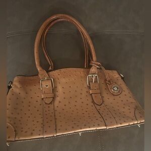 Vintage Dooney & and Bourke Tan Ostrich Leather Purse Shoulder Handbag Rare EUC